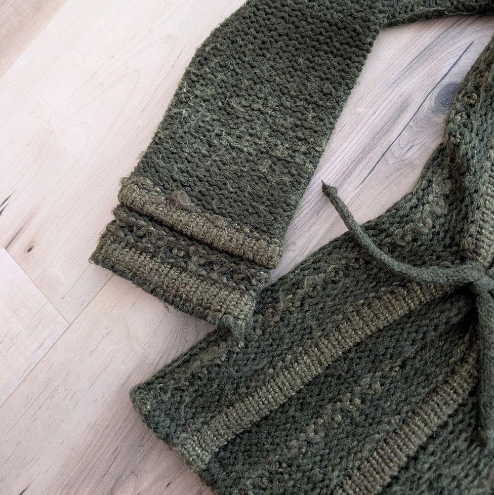 Y2K WHIMSYGOTH Fairycore Green Knit Big Button Cardigan Sweater - Picture 7 of 9